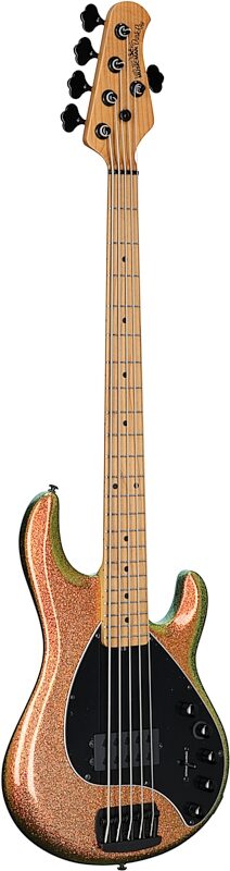 Ernie Ball Music Man DarkRay 5 Electric Bass Guitar (with Case), Gold Bar, Body Left Front
