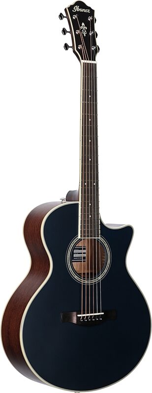 Ibanez AE200JR Acoustic-Electric Guitar (with Gig Bag), Dark Tide Blue Flat, Body Left Front