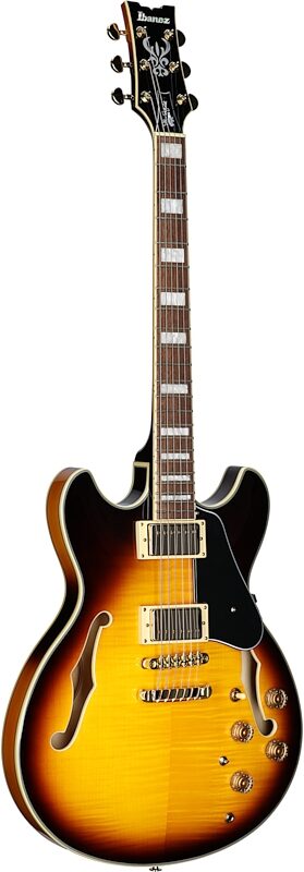 Ibanez JSM10EM John Scofield Electric Guitar, Two-Tone Burst, Body Left Front