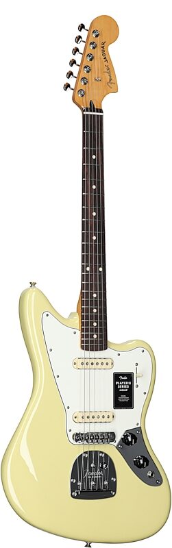 Fender Player II Jaguar Electric Guitar, with Rosewood Fingerboard, Hialeah Yellow, Body Left Front