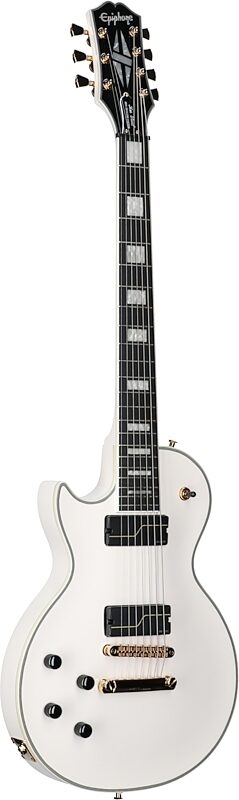 Epiphone Matt Heafy Les Paul Custom Origins Electric Guitar, Left-Handed 7-String (with Case), Bone White, Body Left Front