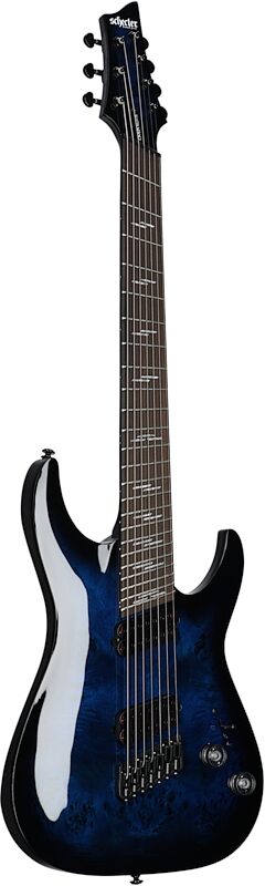 Schecter Omen Elite-7 Multiscale Electric Guitar, 7-String, Blue Burst, Body Left Front