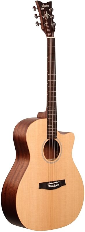 Schecter Deluxe Acoustic Guitar, Natural Satin, Body Left Front
