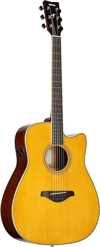 Yamaha FGC-TA Cutaway TransAcoustic Guitar, Vintage Tint, Body Left Front