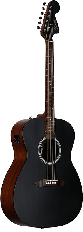 Fender Monterey Standard Acoustic-Electric Guitar (with Gig Bag), Black Top, Body Left Front