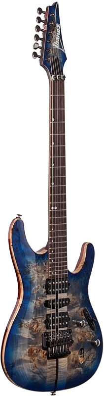Ibanez S1070PBZ Premium Electric Guitar (with Gig Bag), Cerulean Blue, Body Left Front