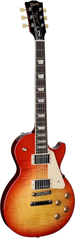 Gibson Exclusive Les Paul Studio Figured Electric Guitar (with Soft Case), Cherry Sunburst, Body Left Front