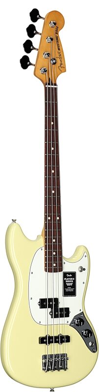 Fender Player II Mustang PJ Electric Bass, with Rosewood Fingerboard, Hialeah Yellow, Body Left Front