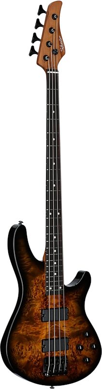 Schecter C-4 Standard Electric Bass, Tobacco Burl, Body Left Front