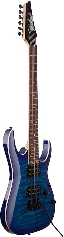 Ibanez GRGA120QA Gio Electric Guitar, Transparent Blue Burst, Body Left Front