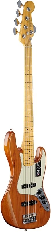 Fender American Pro II Jazz Bass V Bass Guitar (with Case), Roasted Pine, Body Left Front