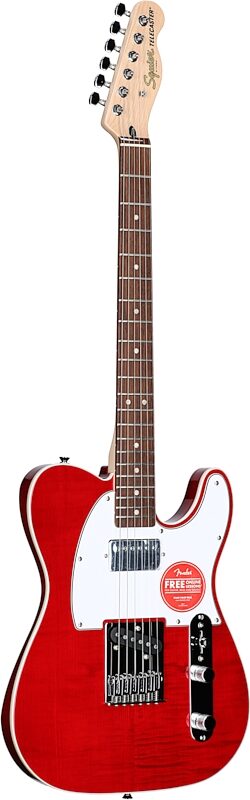 Squier Affinity Telecaster FMT SH Electric Guitar, with Laurel Fingerboard, Crimson Red Transparent, Body Left Front