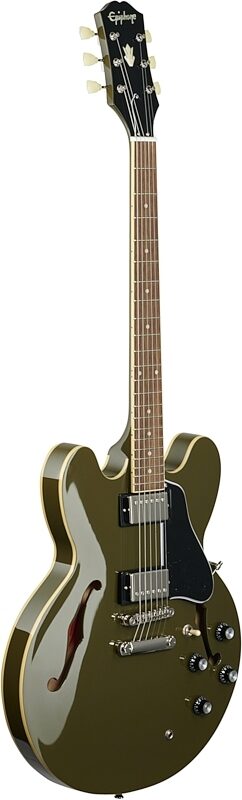 Epiphone Exclusive ES-335 Electric Guitar, Olive Drab Green, Blemished, Body Left Front