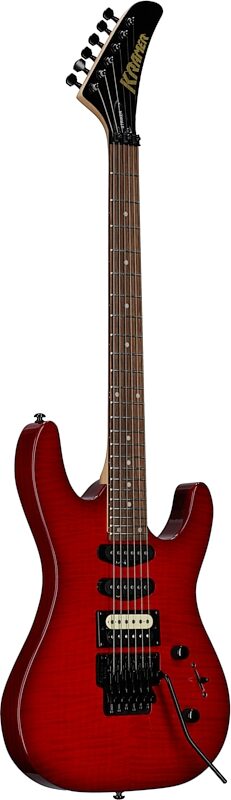 Kramer Striker Figured HSS Electric Guitar, with Laurel Fingerboard, Transparent Red, Body Left Front