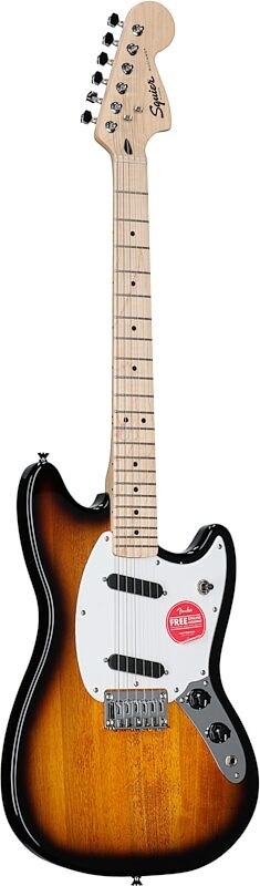 Squier Sonic Mustang Maple Neck Electric Guitar, Two Color Sunburst, Body Left Front