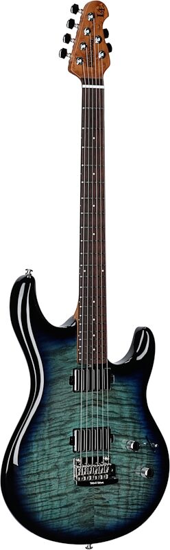 Ernie Ball Music Man Maple Top Luke 4 HH Electric Guitar (with Gig Bag), Blue Dream, Body Left Front