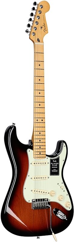Fender Player Plus Stratocaster Electric Guitar, Maple Fingerboard (with Gig Bag), 3-Color Sunburst, Body Left Front