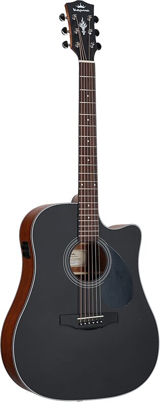Kepma K3 Series D3-130 Acoustic-Electric Guitar, Black Matte, with AcoustiFex K-10 Pickup, Body Left Front