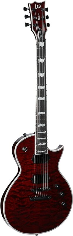 ESP LTD EC-1000-QM Electric Guitar, See-Thru Black Cherry, Body Left Front