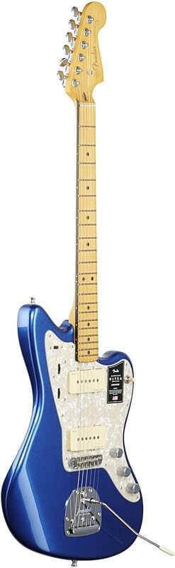 Fender American Ultra Jazzmaster Electric Guitar, Maple Fingerboard (with Case), Cobra Blue, Body Left Front
