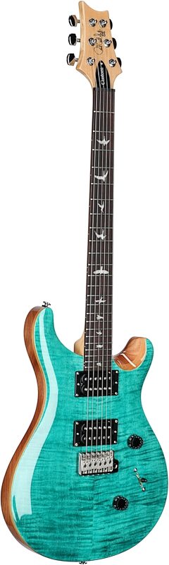 PRS Paul Reed Smith SE Custom 24 Electric Guitar (with Gig Bag), Turquoise, Blemished, Body Left Front