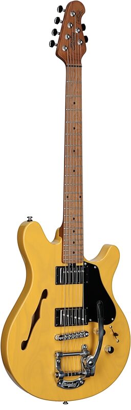 Sterling by Music Man James Valentine Chambered Bigsby Electric Guitar, Butterscotch, Body Left Front