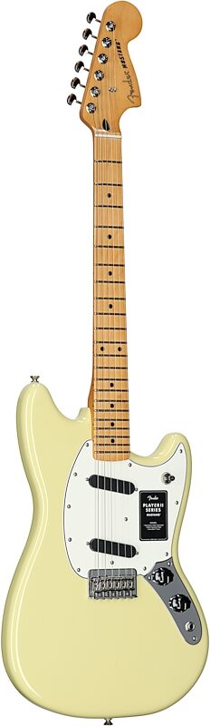 Fender Player II Mustang Electric Guitar, with Maple Fingerboard, Hialeah Yellow, Body Left Front