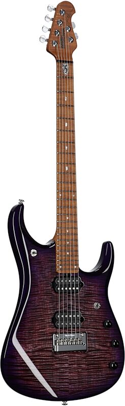 Ernie Ball Music Man John Petrucci JP15 Electric Guitar (with Case), Purple Nebula Flame, Body Left Front