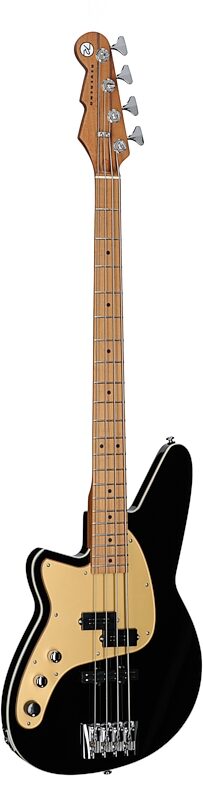 Reverend Decision P Electric Bass, Left-Handed, Midnight Black, Maple Fretboard, Body Left Front