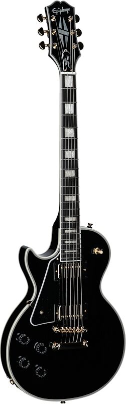 Epiphone Inspired by Gibson Les Paul Custom Electric Guitar, Left-Handed (with Gig Bag), Ebony, Body Left Front