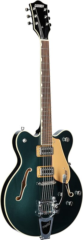 Gretsch G5622T Electromatic Center Block Double Cutaway Electric Guitar, Laurel Fingerboard, Cadillac Green, Body Left Front