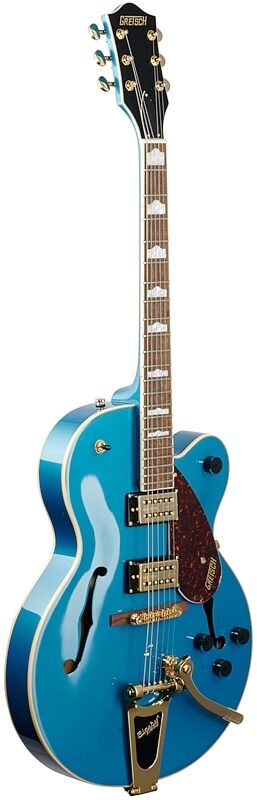 Gretsch G2410TG Streamliner Hollowbody Single-Cut Electric Guitar, Ocean Turquoise, Body Left Front