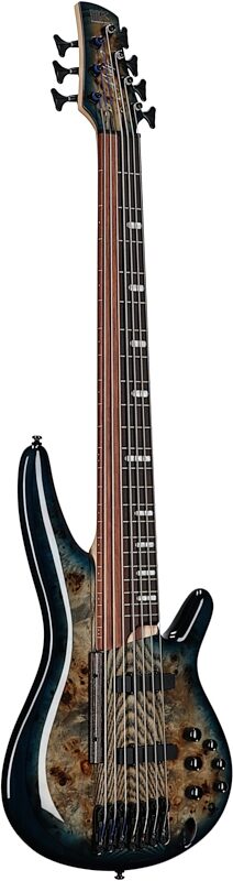 Ibanez SRAS7 Bass Workshop Ashula Electric Bass (with Case), Cosmic Blue Bursst, Body Left Front