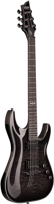 Schecter Hellraiser Hybrid C-1 Electric Guitar, Transparent Black Burst, Body Left Front