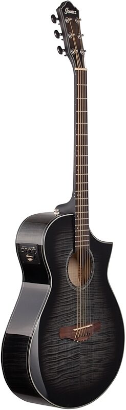 Ibanez AEWC400 Acoustic-Electric Guitar, Transparent Black Sunburst, Body Left Front