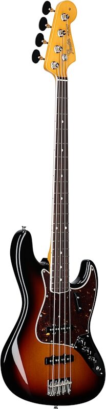 Fender American Vintage II 1966 Jazz Electric Bass, Rosewood Fingerboard (with Case), 3-Color Sunburst, Body Left Front