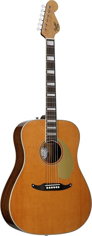 Fender King Vintage Acoustic-Electric Guitar (with Case), Aged Natural, Body Left Front