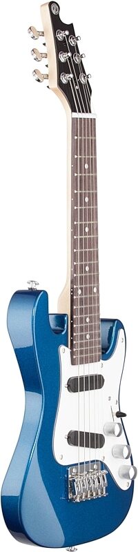 Vorson S-Style Guitarlele Travel Electric Guitar (with Gig Bag), Metallic Blue, Body Left Front