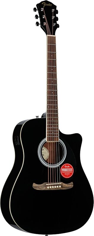 Fender FA-125CE Acoustic-Electric Guitar, Black, Body Left Front