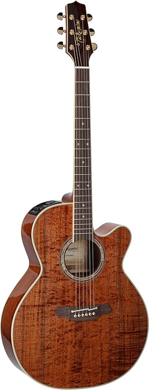Takamine EF508KC Koa Top Acoustic-Electric Guitar (with Case), Natural, Body Left Front