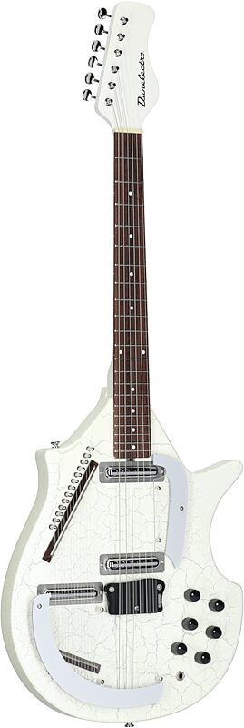 Danelectro Electric Sitar, White Crackle, Body Left Front