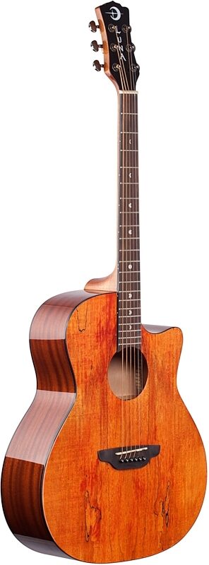 Luna Gypsy Grand Auditorium Acoustic Guitar, Exotic Spalted Maple, Body Left Front