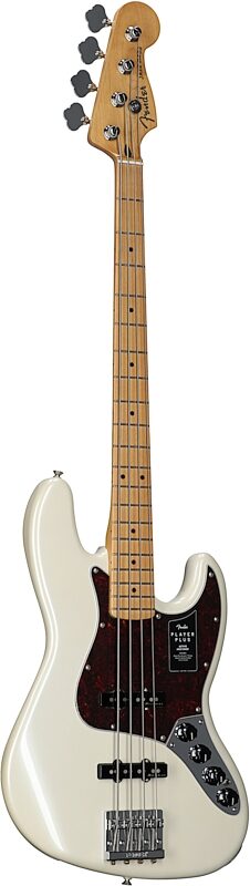 Fender Player Plus Jazz Electric Bass, Maple Fingerboard (with Gig Bag), Olympic Pearl, Body Left Front