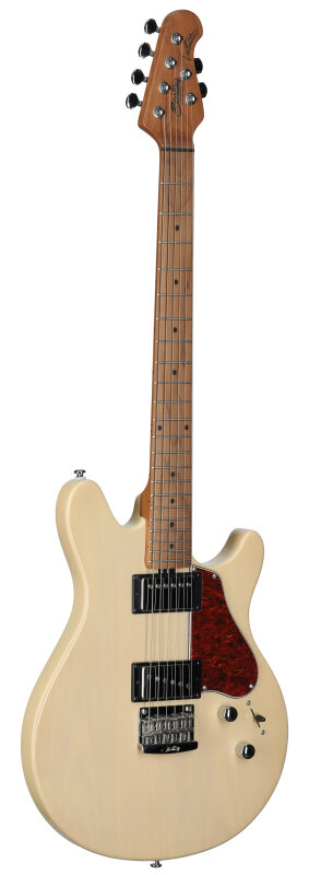 Sterling by Music Man James Valentine JV60 Electric Guitar, Trans Buttermilk, Body Left Front