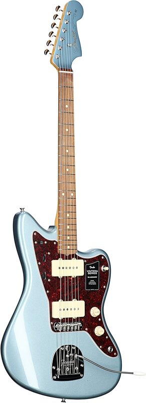 Fender Vintera '60s Jazzmaster Electric Guitar, Pau Ferro Fingerboard (with Gig Bag), Ice Blue Metallic, Body Left Front