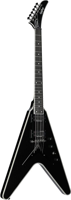 Epiphone Dave Mustaine Flying V Custom Electric Guitar (with Case), Black Metal, Body Left Front