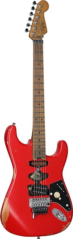 EVH Eddie Van Halen Frankenstein Relic Series Electric Guitar (with Gig Bag), Red, Body Left Front