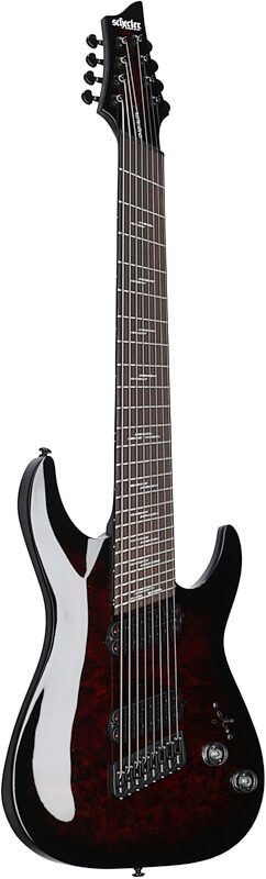 Schecter Omen Elite-8 Multiscale Electric Guitar, 8-String, Black Cherry Burst, Body Left Front