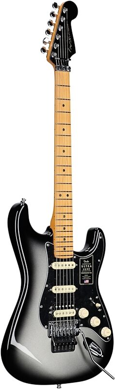 Fender American Ultra Luxe Stratocaster FR HSS Electric Guitar (with Case), Silverburst, USED, Scratch and Dent, Body Left Front