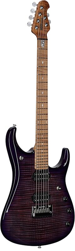 Ernie Ball Music Man John Petrucci JP15 Electric Guitar (with Gig Bag), Purple Nebula Flame, Body Left Front